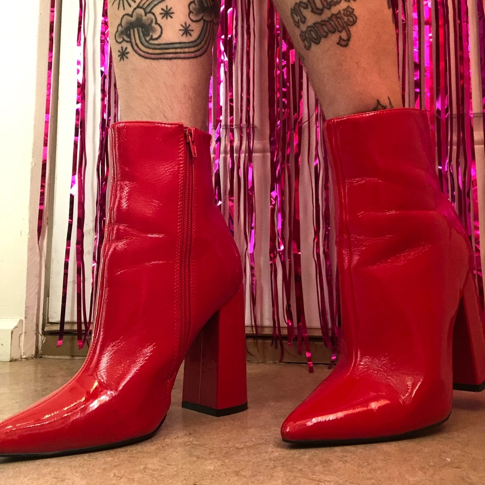 Red Patent Dolls Kill Boots